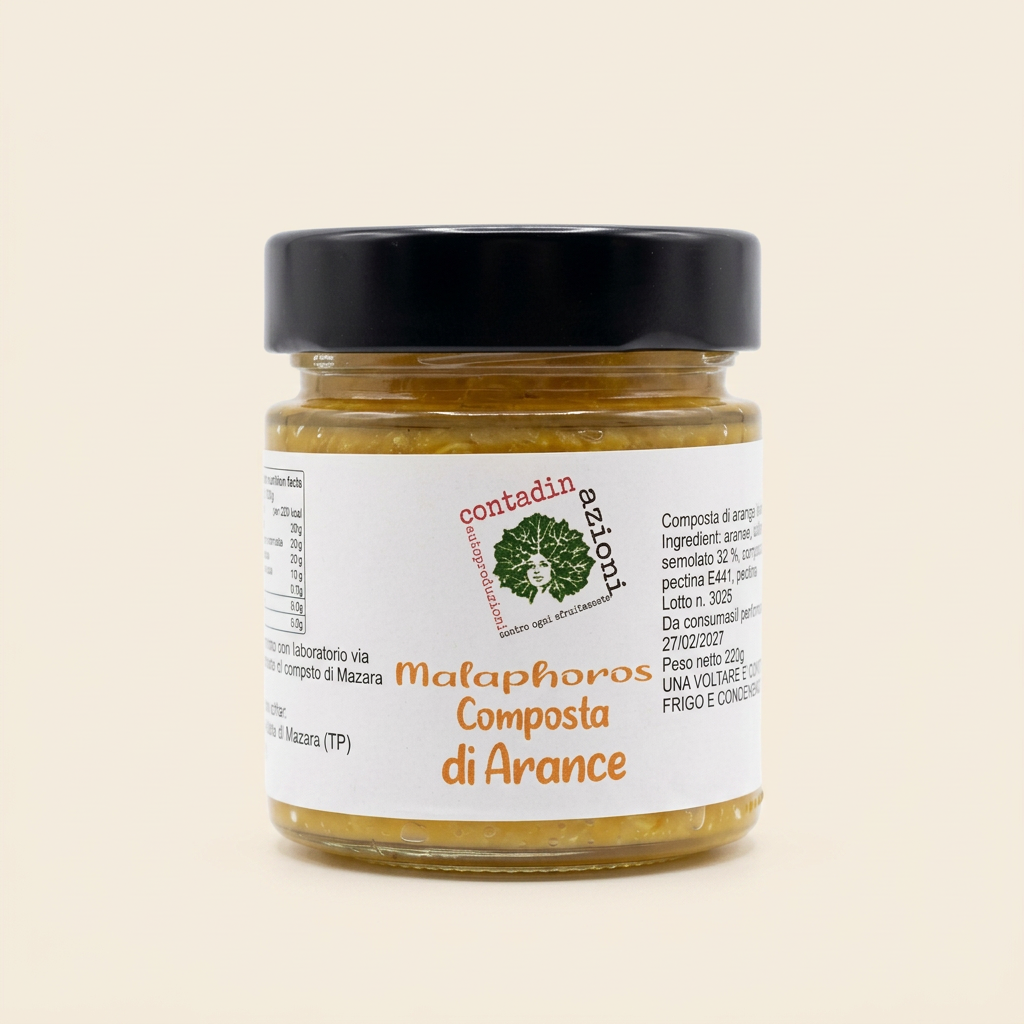 Marmellata di arancia siciliana su sfondo crema